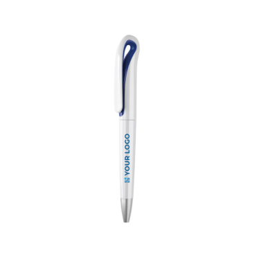 Pen with a curved clip made of ABS with blue ink