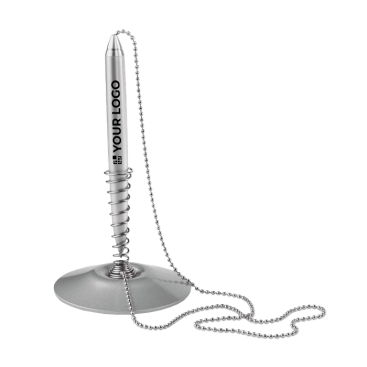 Ballpoint pen holder with ballpoint pen on chain for reception