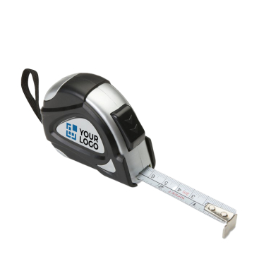 Black and silver 3 metre tape measure with clip and loop