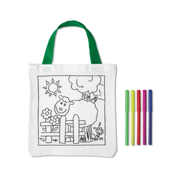 Coloured pencils and bag set with animal motifs for children