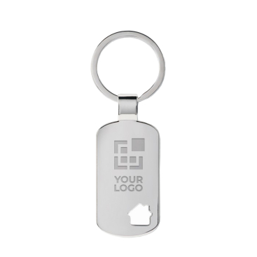 Metal keyring with house detail corner