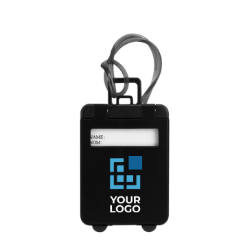 Plastic trolley shaped luggage tag with an address field