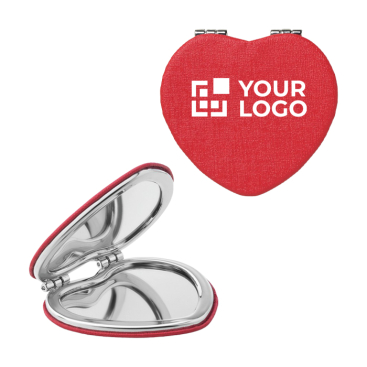 Heart-shaped pocket mirror with magnetic closure