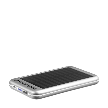 Aluminium power bank with solar cells, 4,000 mAh