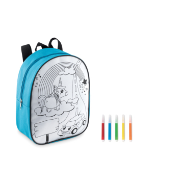 Backpack with a motif for children to colour in