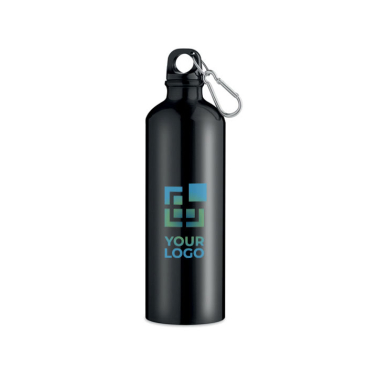 Large coloured aluminium bottle with carabiner clip