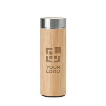 Stainless steel bamboo thermos flask for promotions, 480 ml