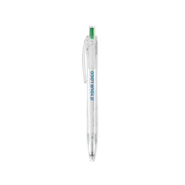 Pen with coloured clip made from recycled plastic, blue ink