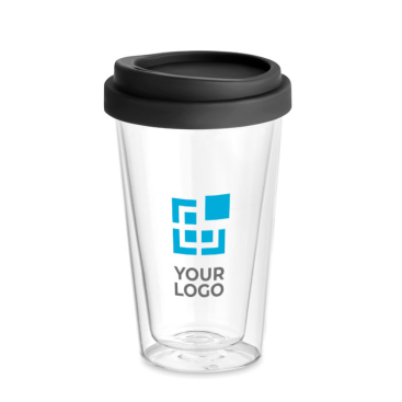 Takeaway cup made of borosilicate with silicone lid, 350 ml