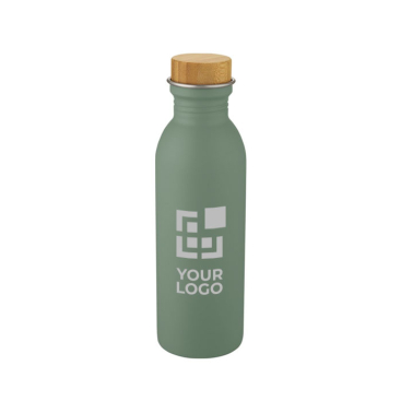 Steel bottle with bamboo lid and elegant design, 650 ml