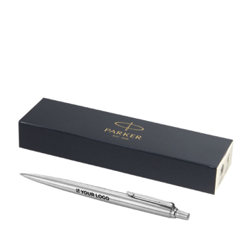 Pen engraved in silver with logo and blue ink, Parker Jotter Inox