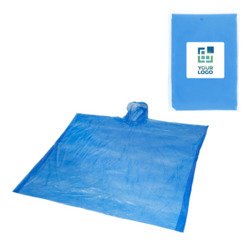 Disposable recycled plastic poncho with hood, one size