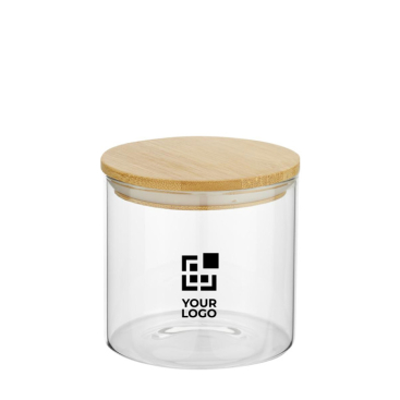 Small glass food jar with bamboo lid, 320 ml