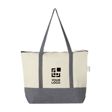 Recycled cotton tote bag with zipper, 320 g/m²