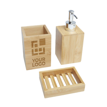 Bamboo bathroom kit with three accessories