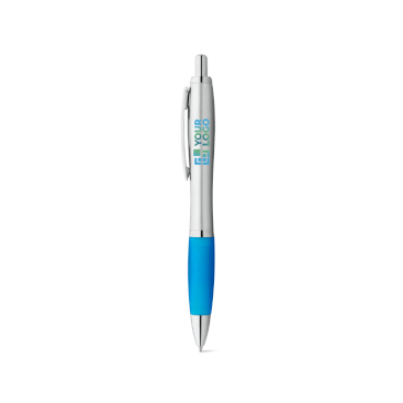 Ballpoint pen with anti-slip grip and blue ink