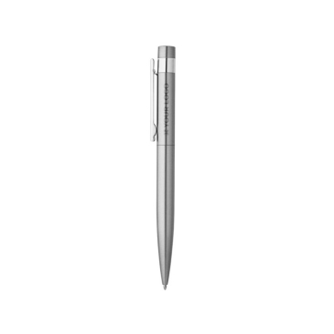 Recycled stainless steel pen with clip, blue ink