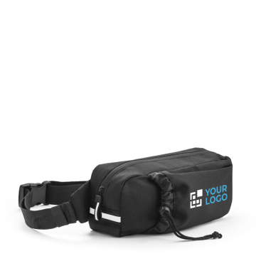 RPET bum bag with reflective elements and bottle pocket