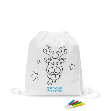 Christmas gym bag for kids to colour, in shape of a reindeer