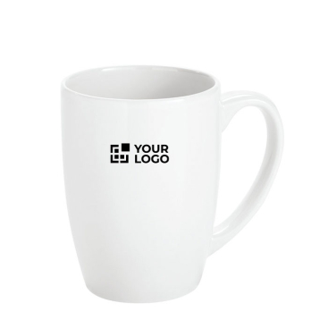 Promotional white ceramic mug with trendy design, 350 ml