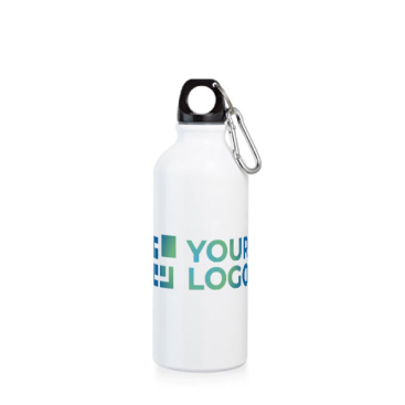 Branded aluminium bottle with logo, 400 ml