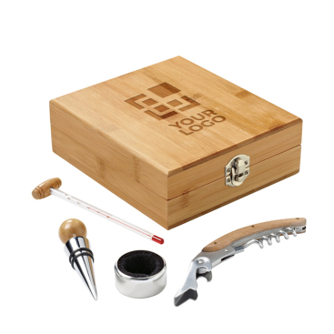 Bamboo wine set with 4 pieces in bamboo box