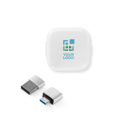 Plastic adapter set with USB-A and USB-C formats