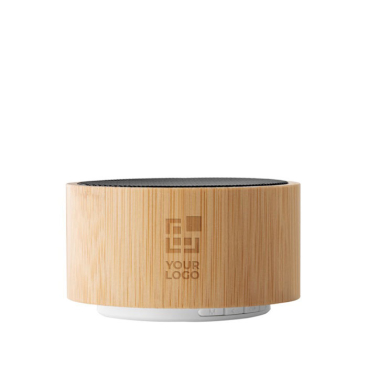 Round Bluetooth speaker made of bamboo