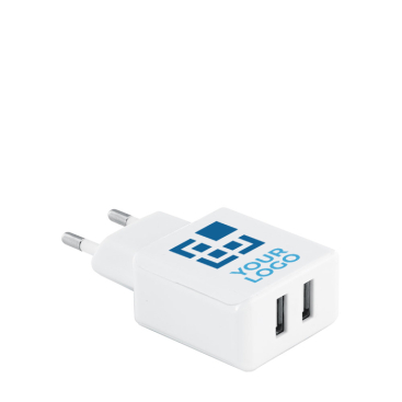 Plug and charger with 2 USB ports: 2 5V/1-2.1A, Square