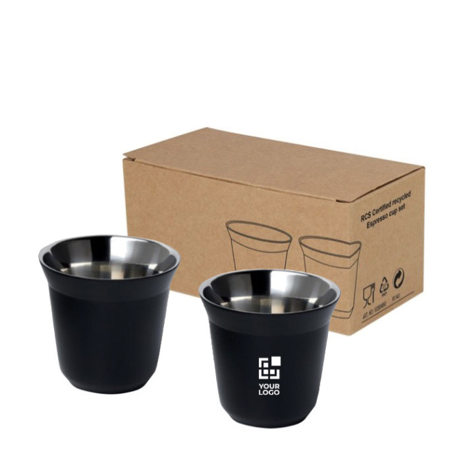 Set of espresso coffee mugs made of stainless steel, 80 ml