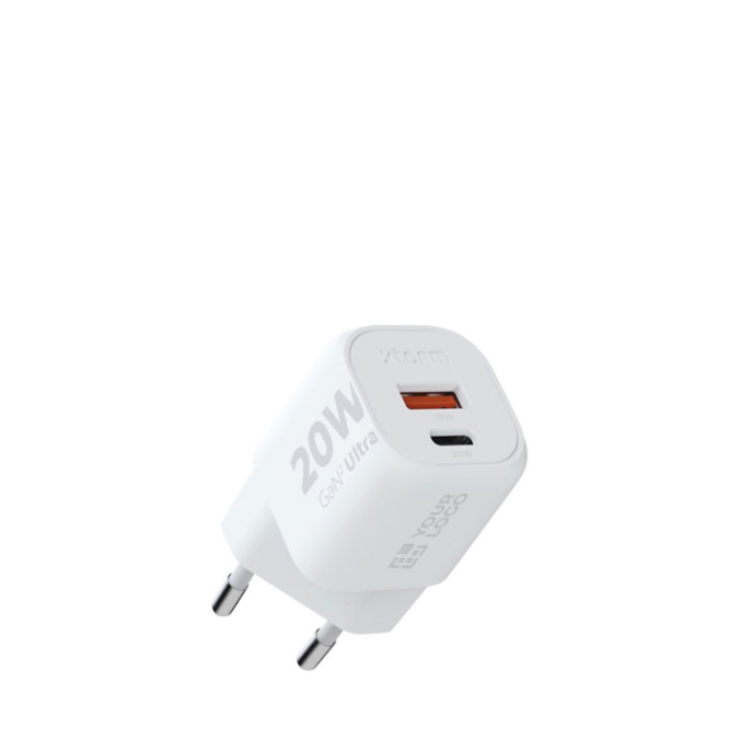 Recycled plastic charger plug with 2 ports, 20W