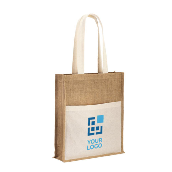 Jute bag with side compartment, 240 g/m2, Yute Pocket