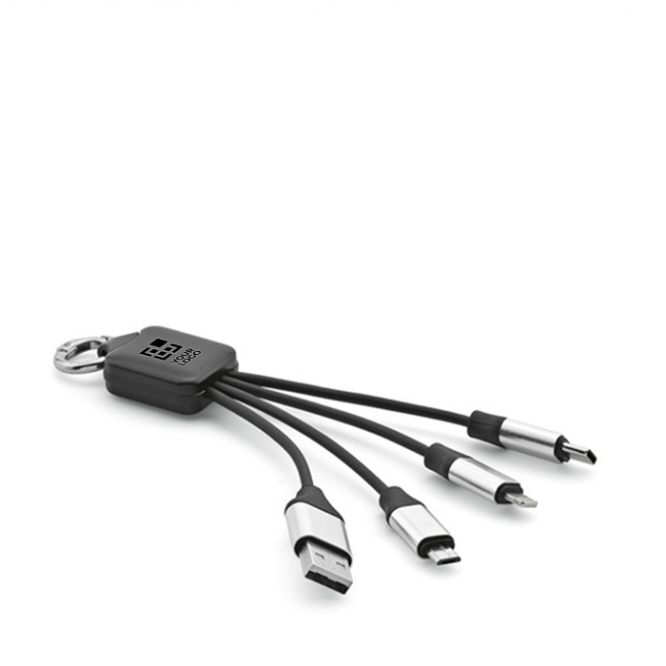 4-in-1 charging cable with various connectors, RPET