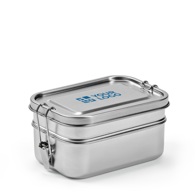 Recycled stainless steel lunch box with clasps, 1.05 L