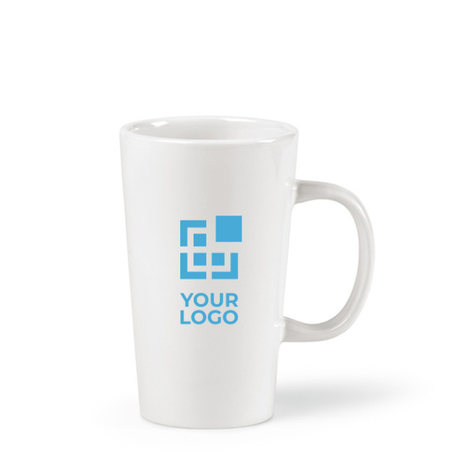 Corporate mug with ceramic body and large handle, 270 ml