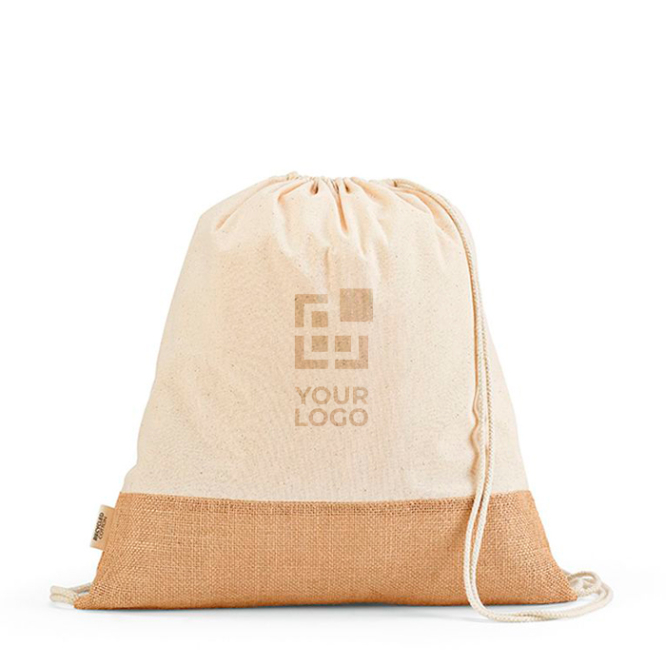 Drawstring bag with jute bottom, 180 g/m2