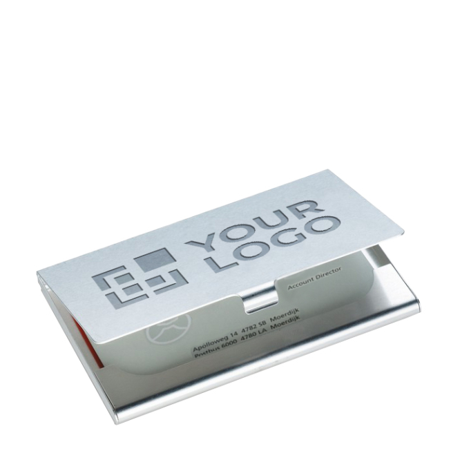 Aluminium business card holder for trade fairs