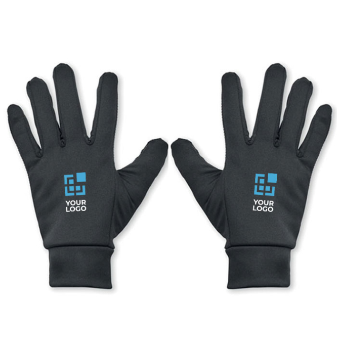 Tactile promotional gloves with a sporty look for tech use