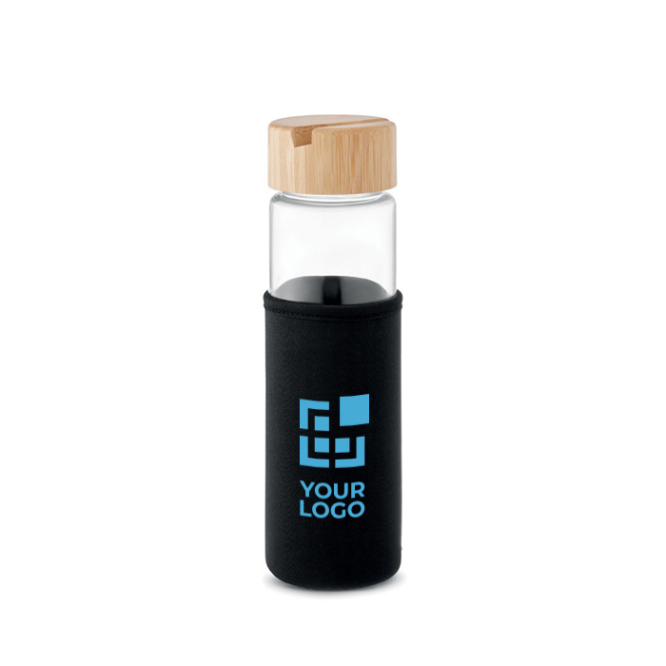 Leak-proof glass bottle with phone holder, 600 ml