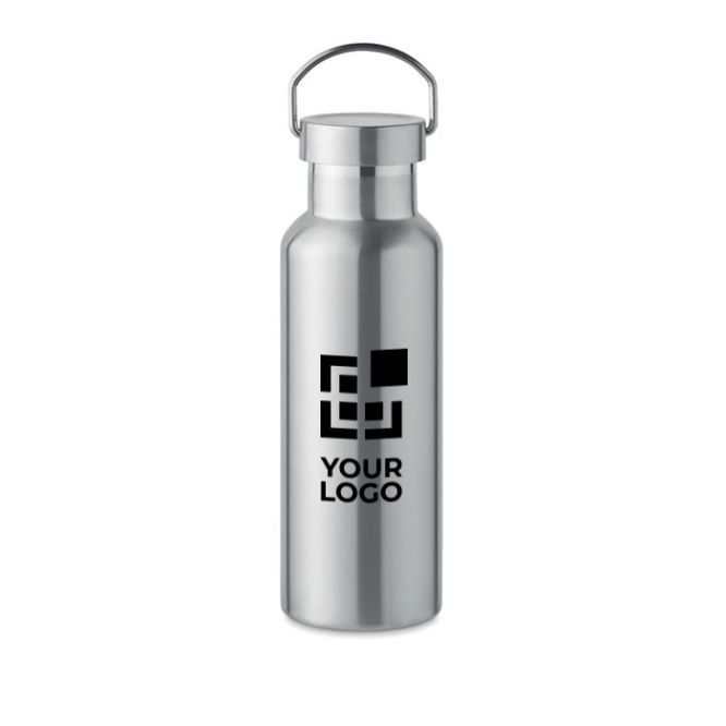 Recycled stainless steel bottle with handle on the lid, 500 ml