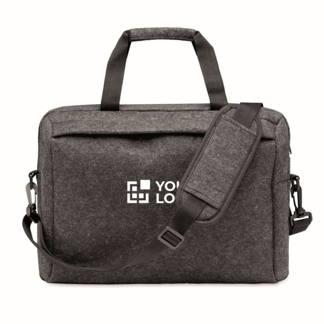 RPET felt laptop briefcase with adjustable strap, 15''