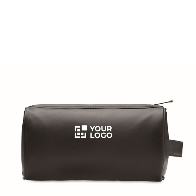 PU toiletry bag with zipper and side handle