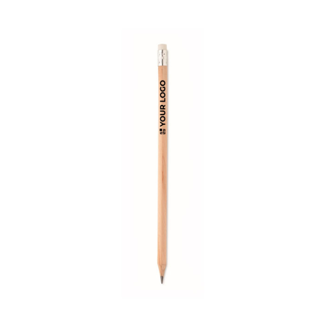 Pencil in natural color with eraser