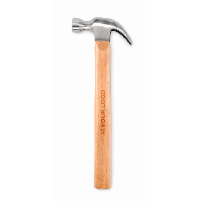 Classic carpenter’s hammer with wooden handle and steel head