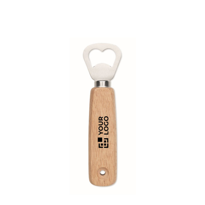 Rubberwood bottle opener with hanging hole