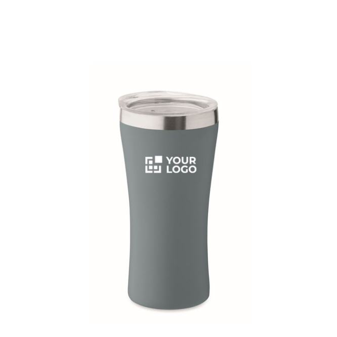 Recycled stainless steel thermal cup with clear lid, 160ml