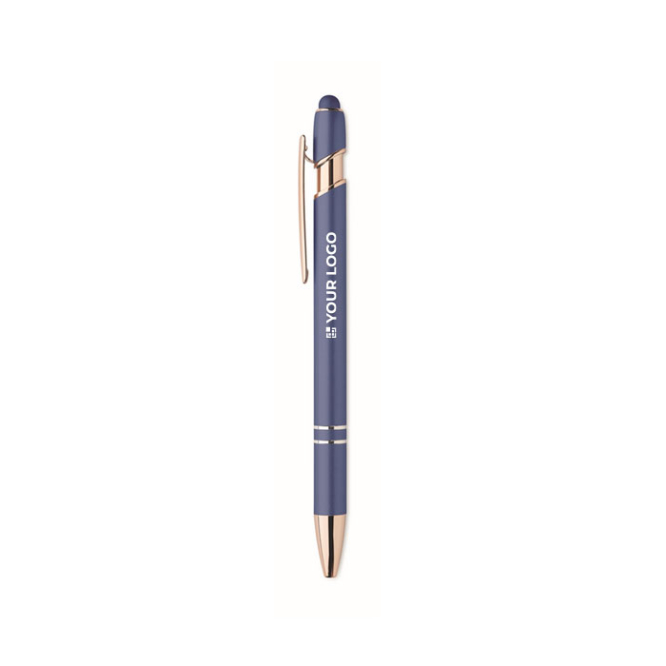 Recycled aluminium pen with rose gold details, blue ink