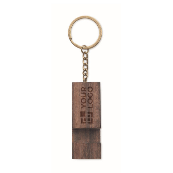 Walnut wood keyring with mobile phone stand function