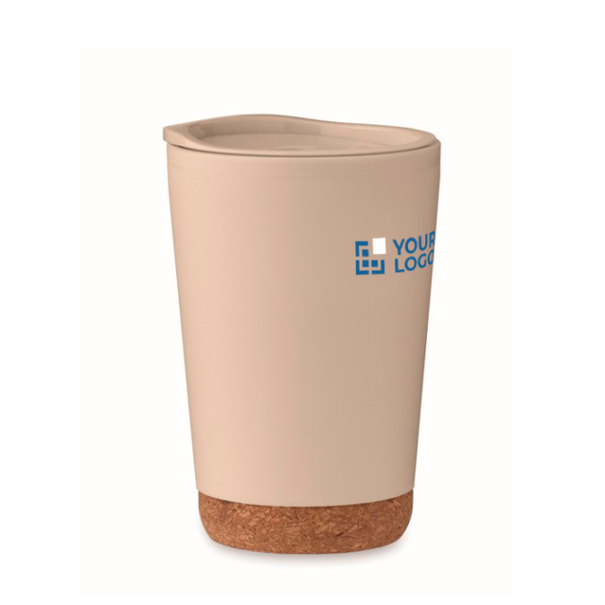 Double-walled travel cup with cork detail at the base, 300 ml