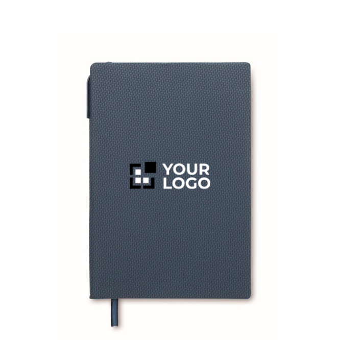 Hardcover notebook with pen inside, A5 lined pages